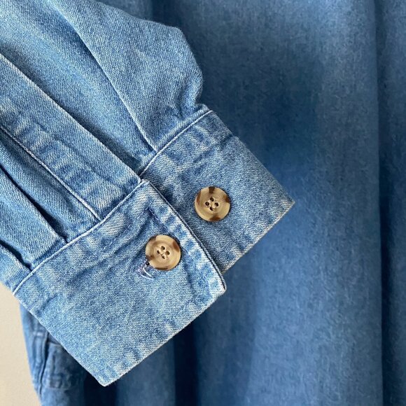 Vintage C.J. Banks Cute Winter Bears Embroidery 100% Cotton Blue Denim Shirt - Picture 11 of 14